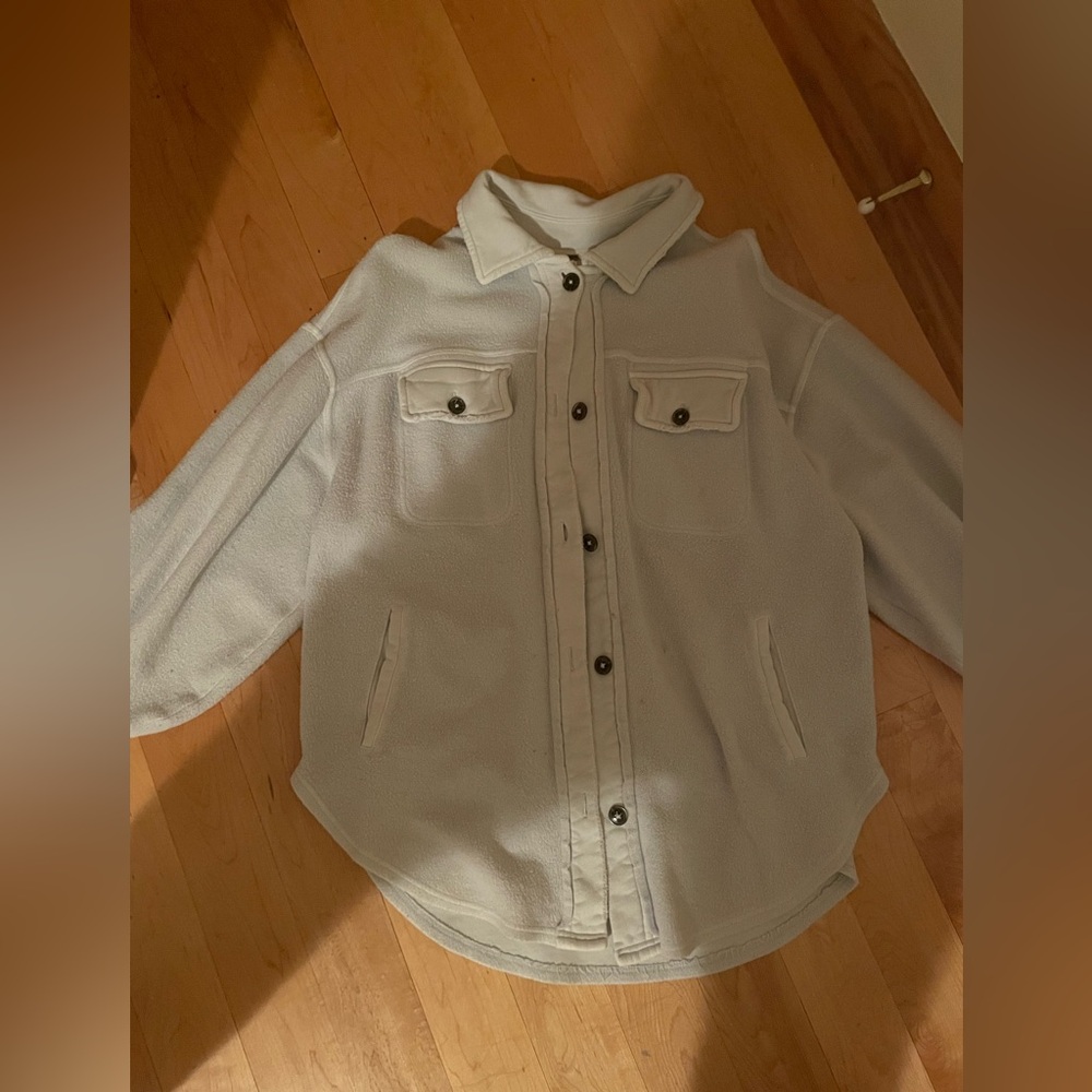 FREE PEOPLE White Button-Up Jacket